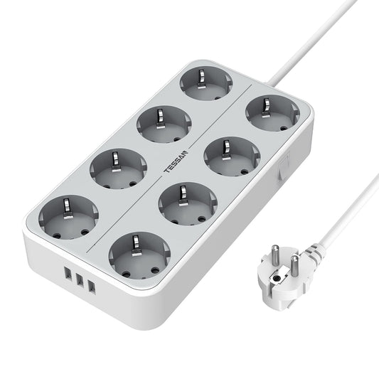 TESSAN 11 in 1 Steckerleiste Extension Cord,Verlängerungskabel 2m mit 3 USB