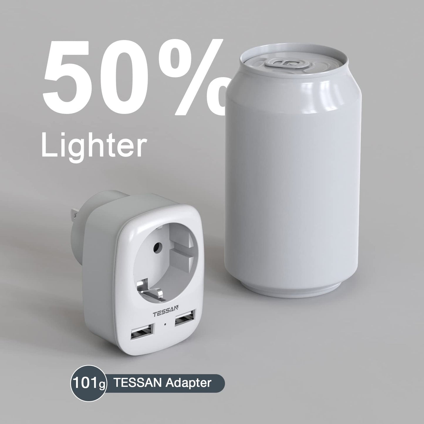 TESSAN 2 Pack Reiseadapter USA Adapter Amerika Deutschland Stecker mit 2 USB 2.4A