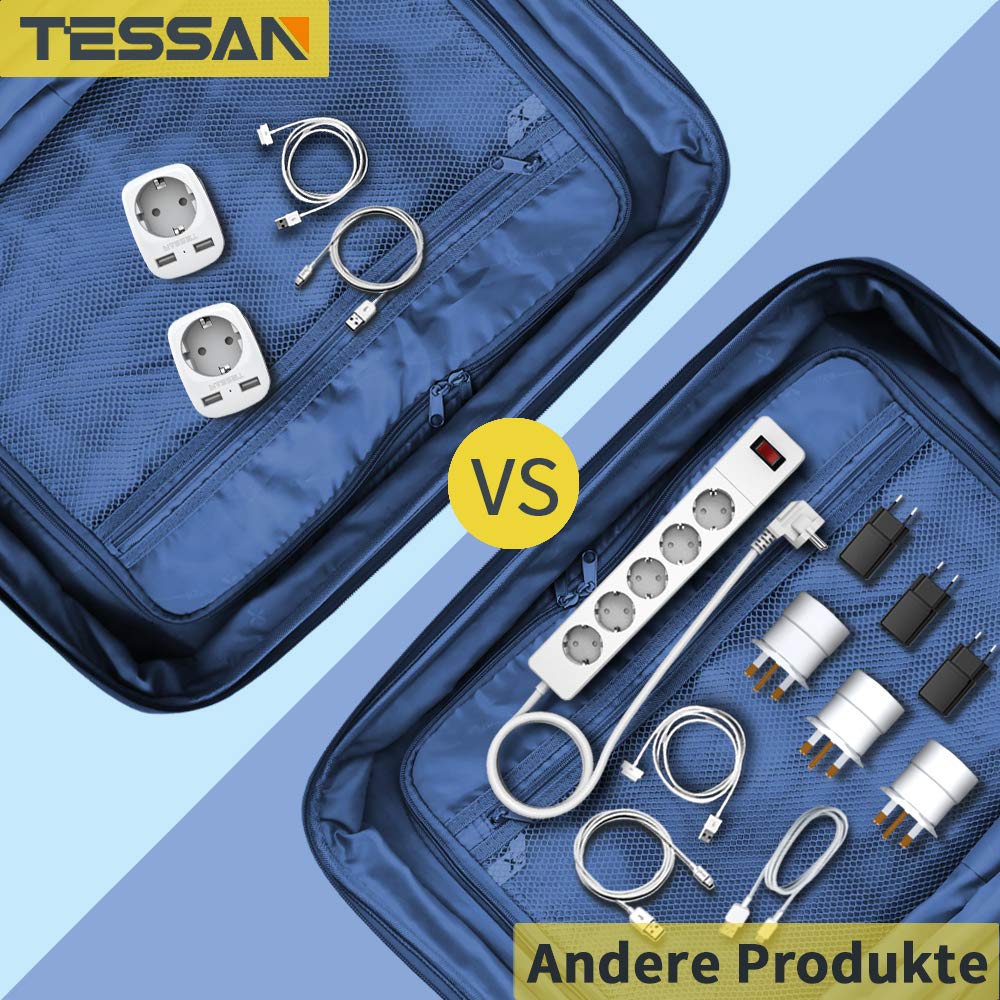 Adattatore da Viaggio con 2 USB, Adattatore Spina Inglese per Gran Bretagna/Qatar/Irlanda