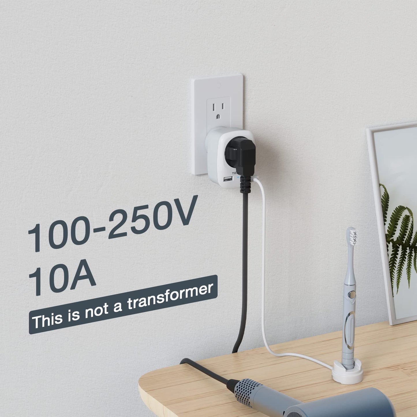 TESSAN 2 Pack Reiseadapter USA Adapter Amerika Deutschland Stecker mit 2 USB 2.4A