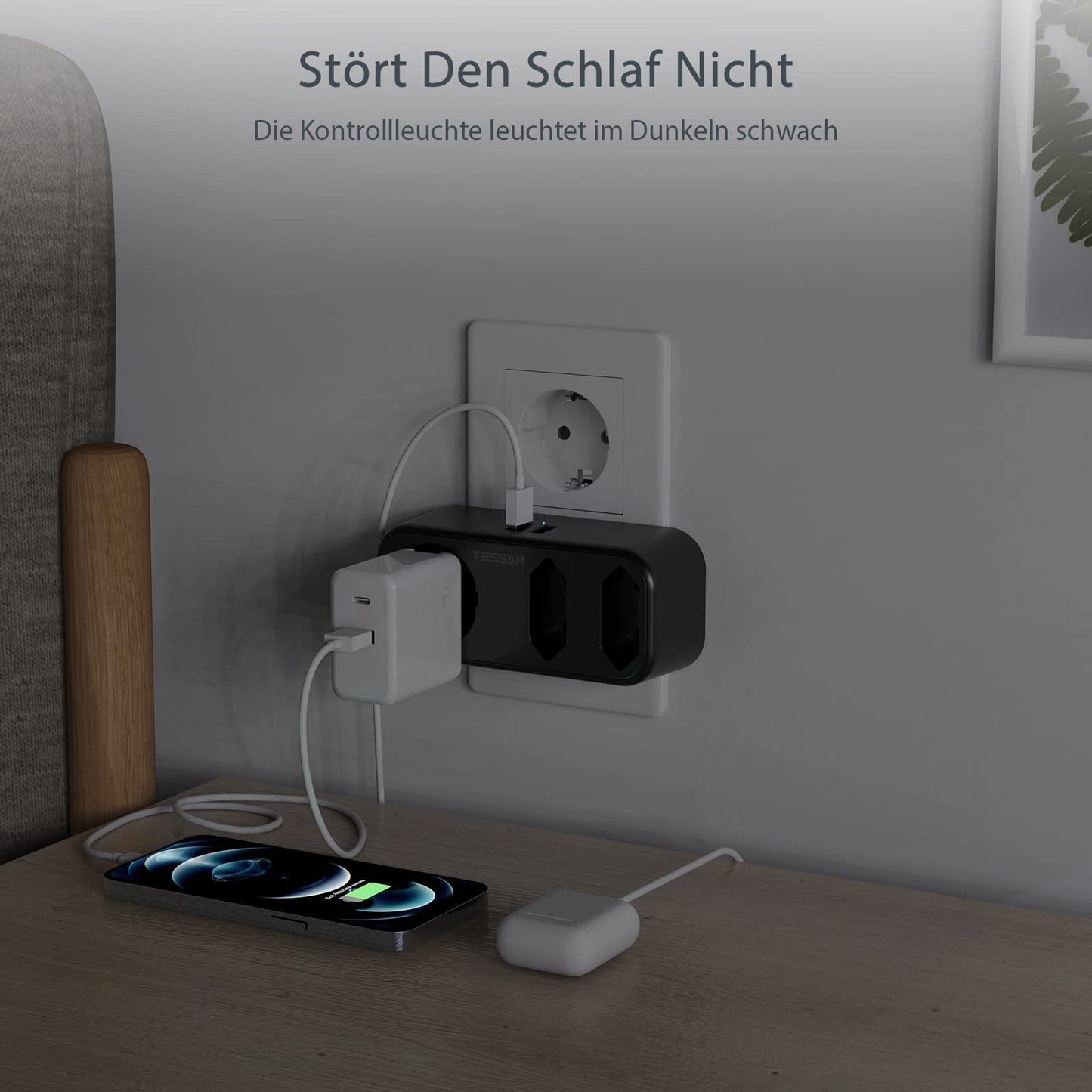 TESSAN 5 in 1Stromadapter Adapter USA Amerika Deutschland Stecker mit 2 USB(2.4A)