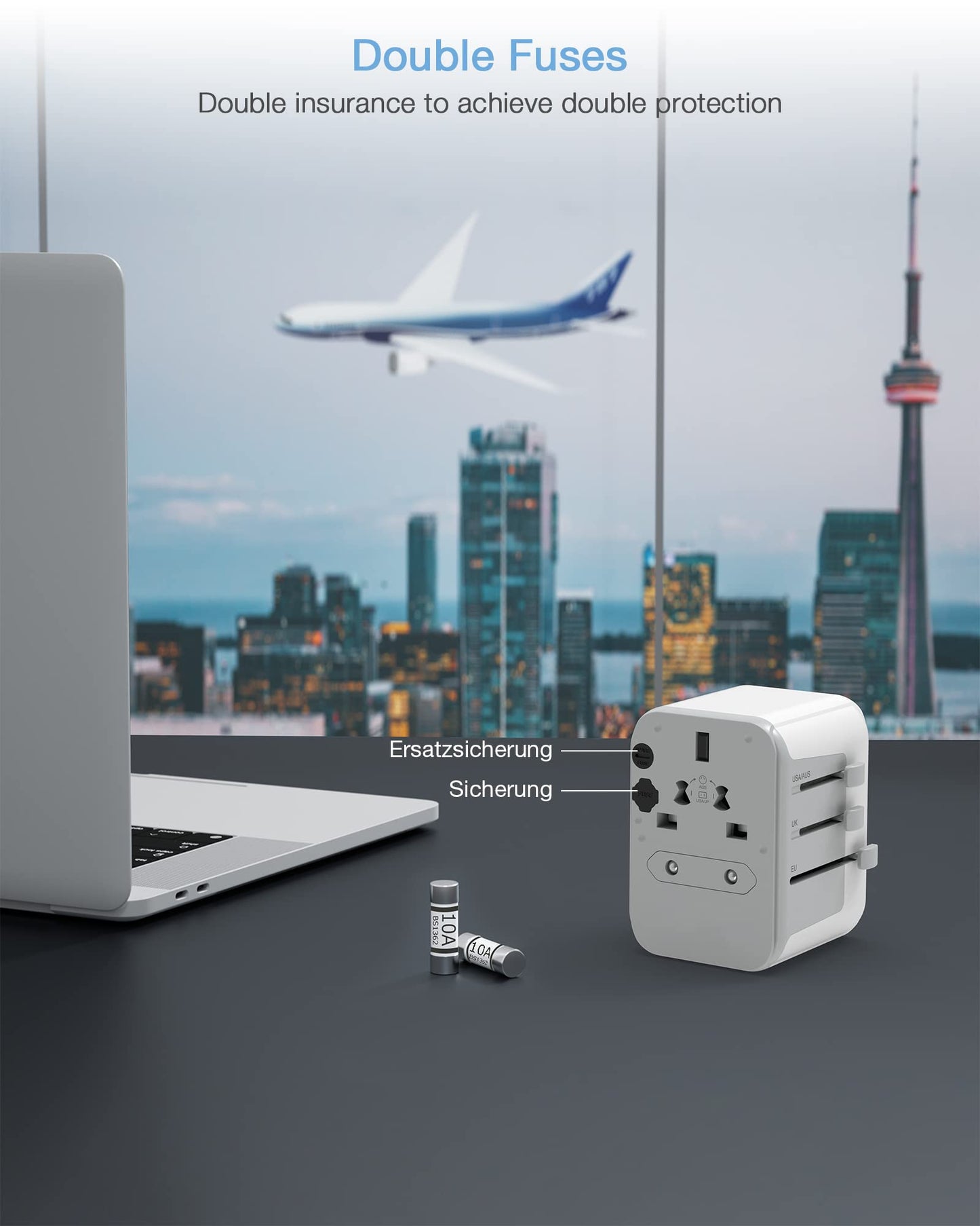 TESSAN Reiseadapter Weltweit, Reisestecker Adapter Weltweit mit 2 USB und 2 USB C