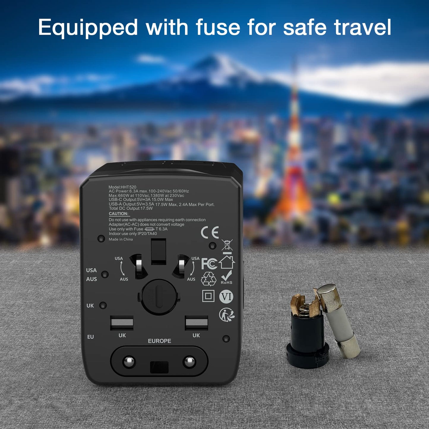 TESSAN Reiseadapter Weltweit, Reisestecker Adapter mit 3 USB A und 1 USB C