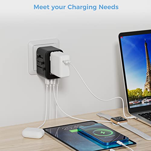 TESSAN Reiseadapter Weltweit mit 2 USB und 3 USB C,Schwarzer