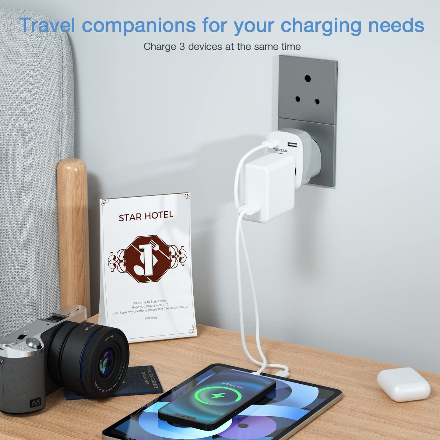 TESSAN Reiseadapter Südafrika mit USB,Reiseadapter Typ M für Namibia Botswana