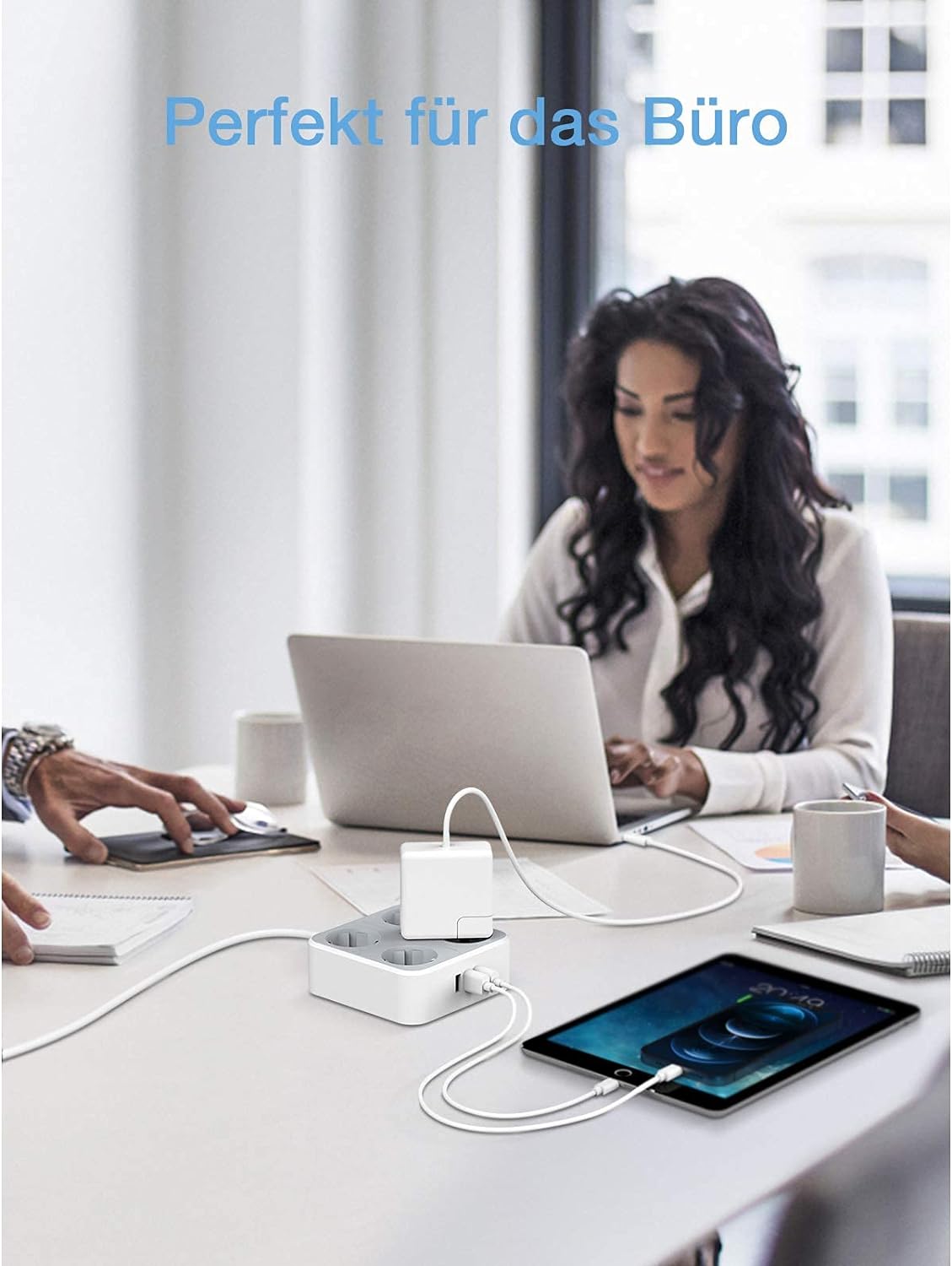 TESSAN 4fach Steckdosenleiste mit USB, Mehrfachstecker Verlängerungskabel 2m Weiß