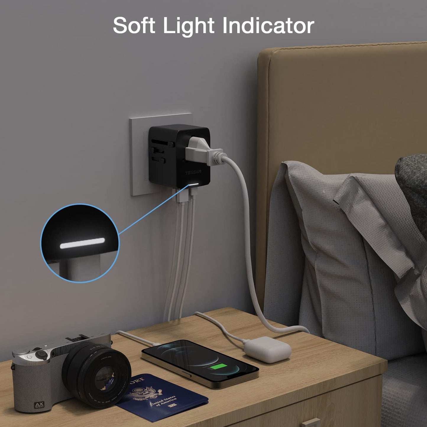 TESSAN Reiseadapter Weltweit, Reisestecker Adapter mit 3 USB A und 1 USB C