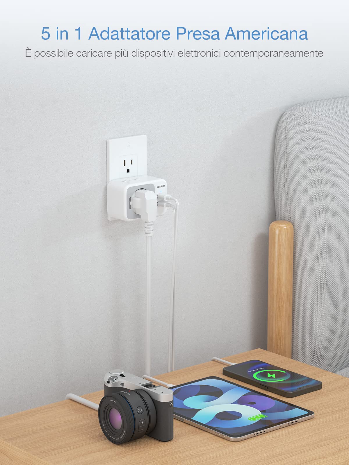 TESSAN Reiseadapter USA, Amerika Deutschland Stecker mit 2 USB