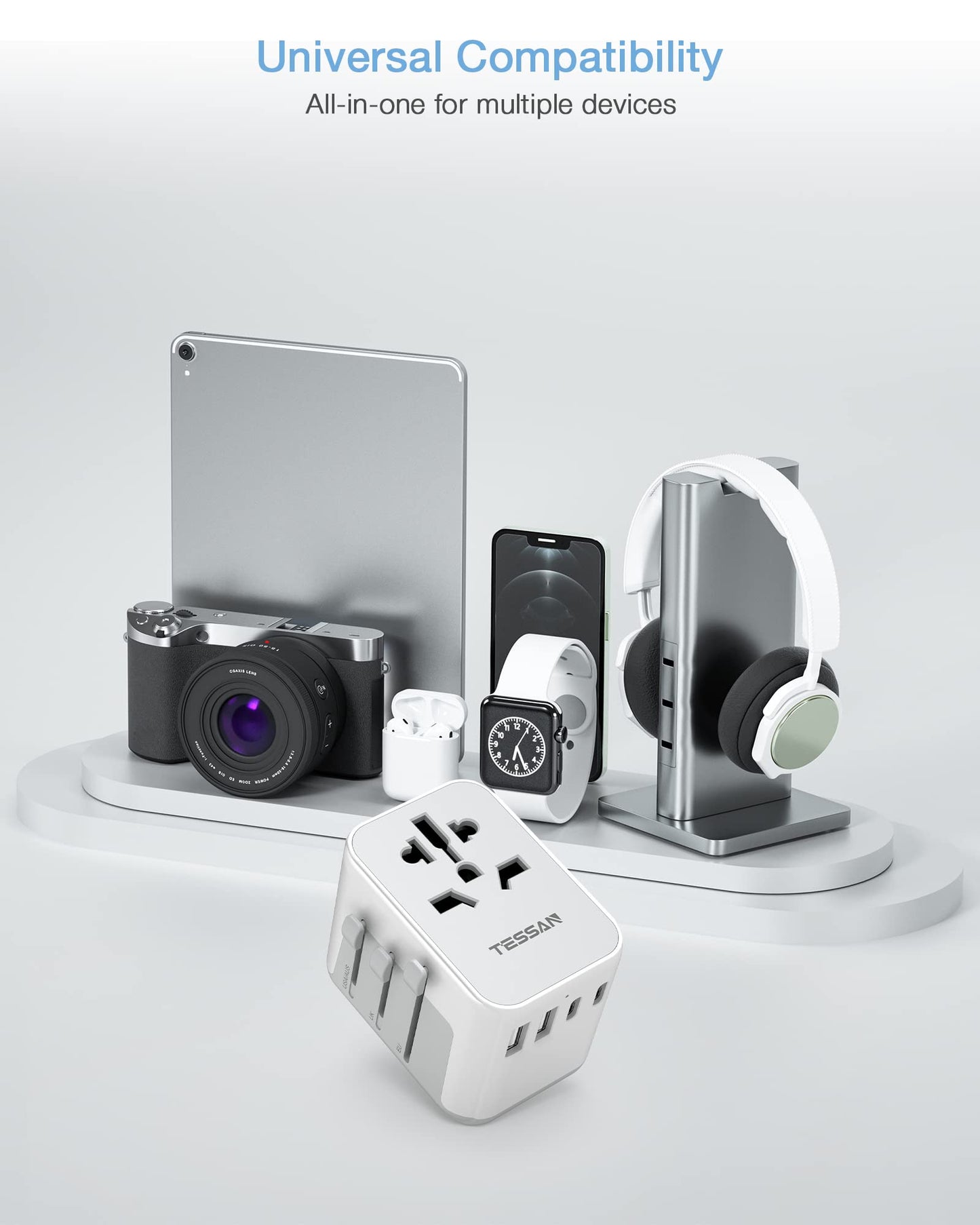 TESSAN Reiseadapter Weltweit, Reisestecker Adapter Weltweit mit 2 USB und 2 USB C