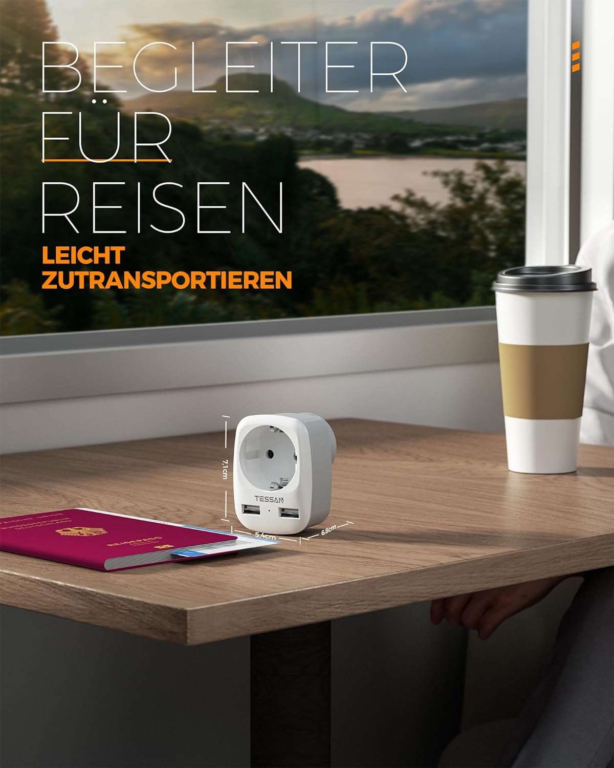 TESSAN Reiseadapter USA Adapter Amerika Deutschland Stecker mit 2 USB 2.4A