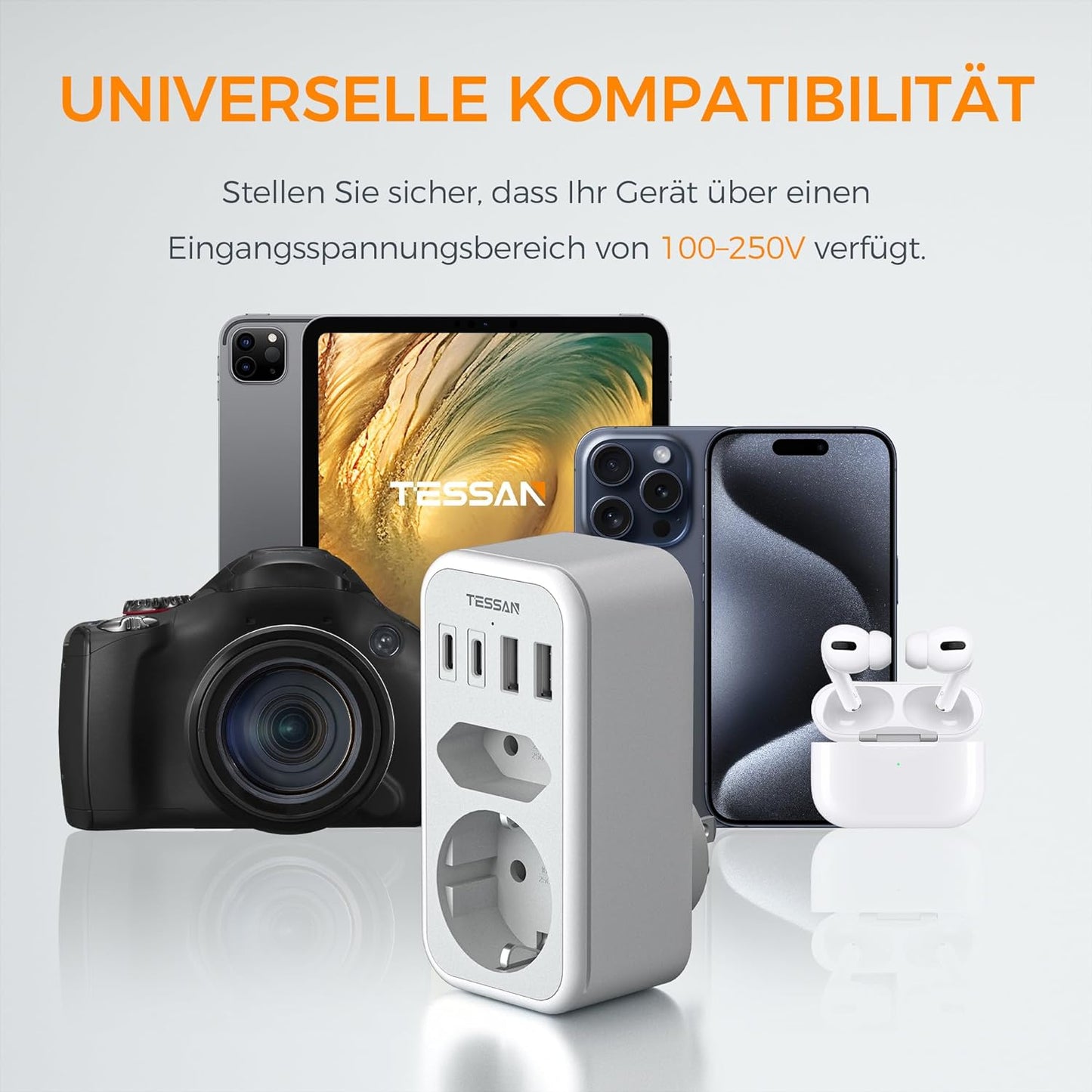 TESSAN 6 in 1 Reiseadapter USA mit 2 USB C und 2 USB A,Stromadapter Typ B