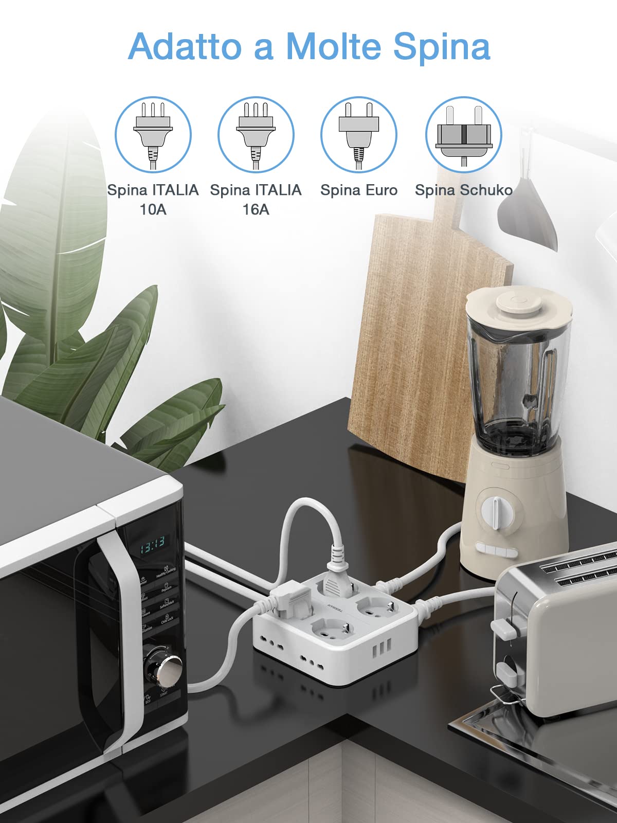 TESSAN 8 Fach Steckdosenleiste Steckerleiste mit 3 USB