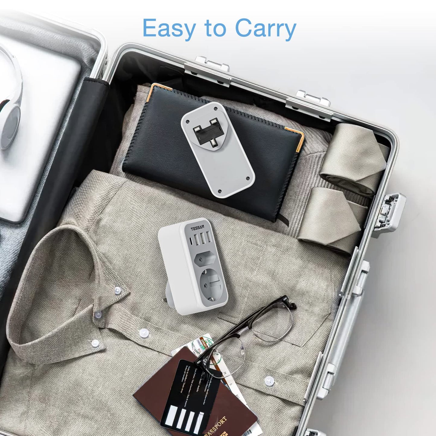 TESSAN UK Adapter England Deutschland Stecker mit 3 USB und 1 USB C