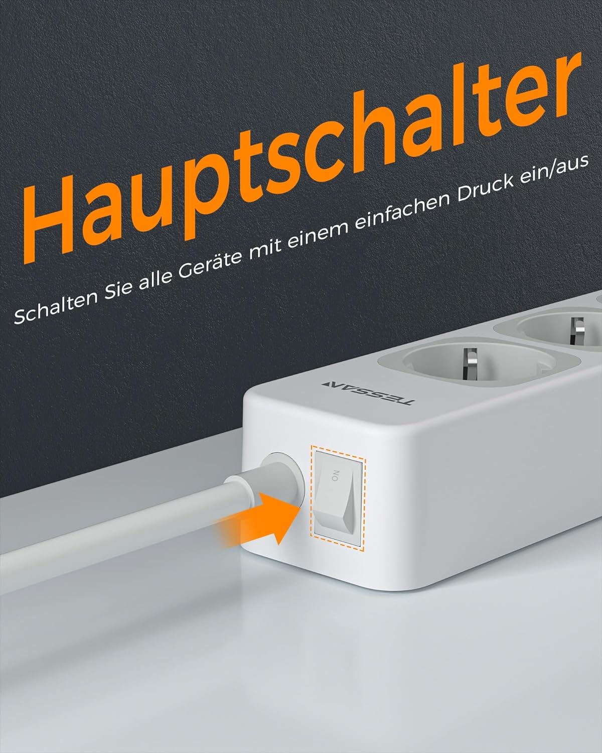 TESSAN 4 Fach Steckdosenleiste mit 3 USB, 7 in 1 Mehrfachstecker Verlängerungskabel 2m