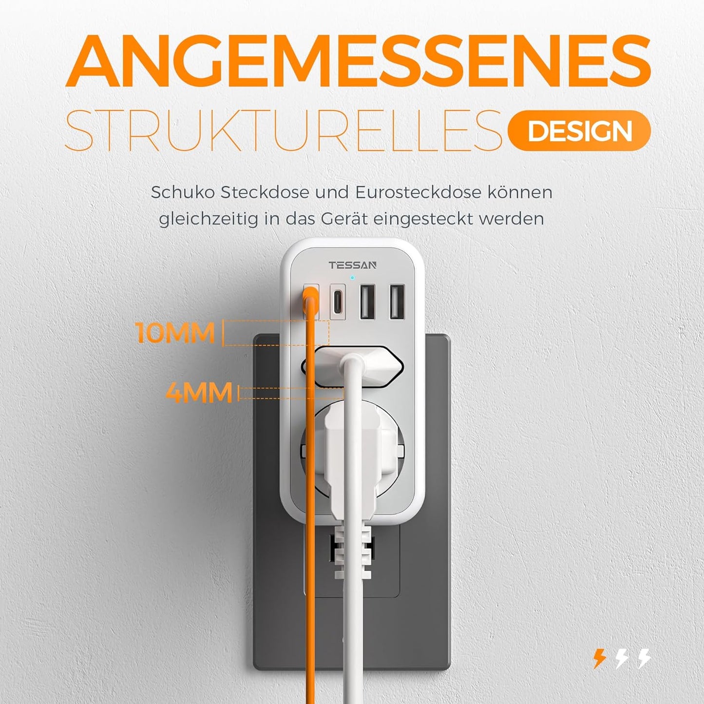 TESSAN 6 in 1 Reiseadapter USA mit 2 USB C und 2 USB A,Stromadapter Typ B