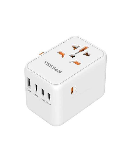 Reiseadapter Weltweit 65W USB C Ladegerät,mit 1 USB, 3 USB C und 1 PD Schnellladung