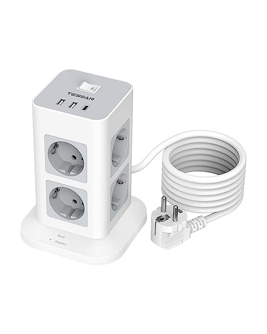 TESSAN 8 Fach Steckdosenleiste USB C Mehrfachstecker,mit 2M Verlängerungskabel