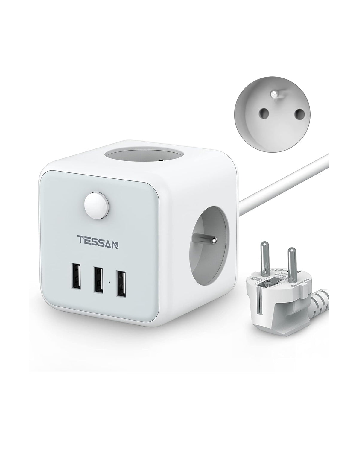 TESSAN 3Fach Steckdosenleiste Cube Steckdose mit USB Würfel,1.5M