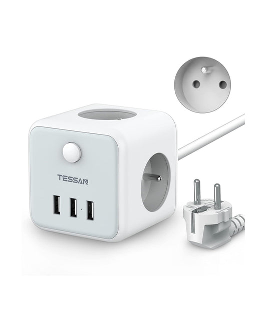 TESSAN  3Fach Steckdosenleiste Cube Steckdose mit USB Würfel,1.5M