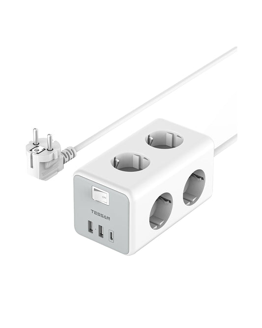 TESSAN 6 Fach Steckdosenleiste mit USB C mit 2m Verlängerungskabel