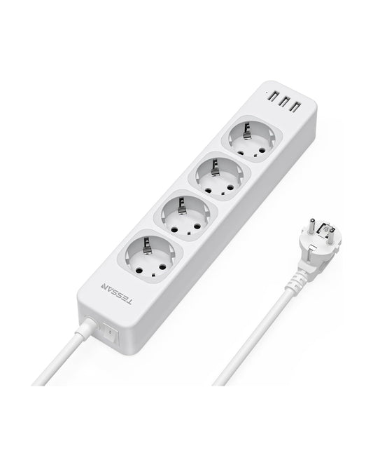 TESSAN 4 Fach Steckdosenleiste mit 3 USB, 7 in 1 Mehrfachstecker Verlängerungskabel 2m