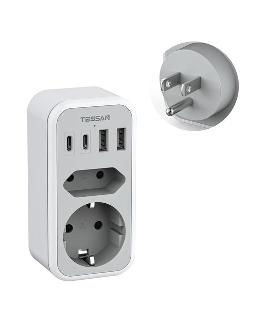 TESSAN 6 in 1 Reiseadapter USA mit 2 USB C und 2 USB A,Stromadapter Typ B