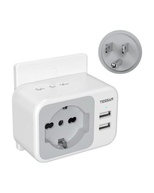 TESSAN Reiseadapter USA, Amerika Deutschland Stecker mit 2 USB