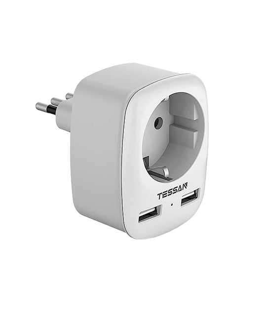 TESSAN Adapter Italien mit 2 USB 2,4A,Steckdosenadapter Italien Typ L