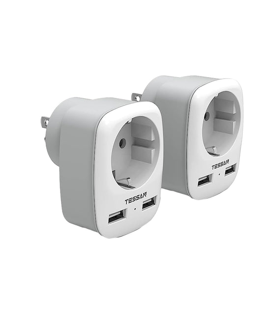 TESSAN 2 Pack Reiseadapter USA Adapter Amerika Deutschland Stecker mit 2 USB 2.4A