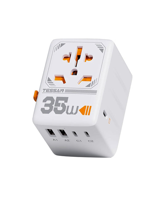 TESSAN 35W Reiseadapter Weltweit mit USB C, Schnellladung USB C Adapter