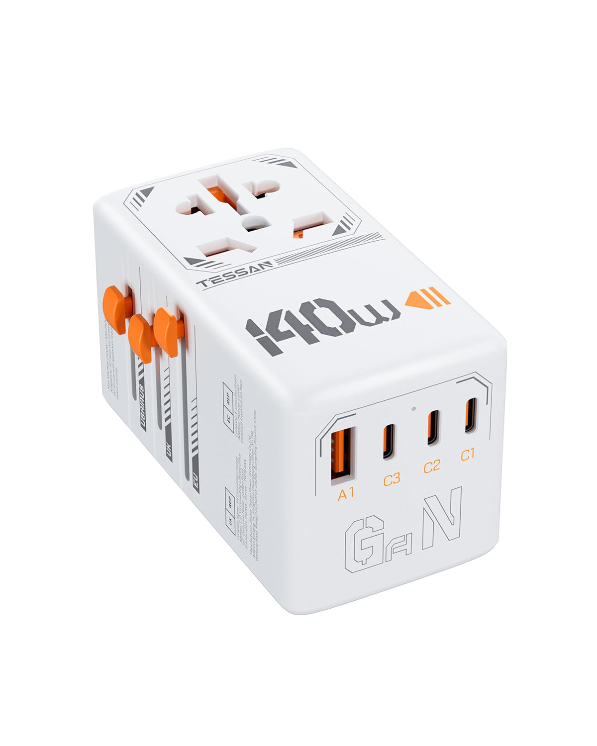 TESSAN 35W Reiseadapter Weltweit mit USB C, Schnellladung USB C Adapter