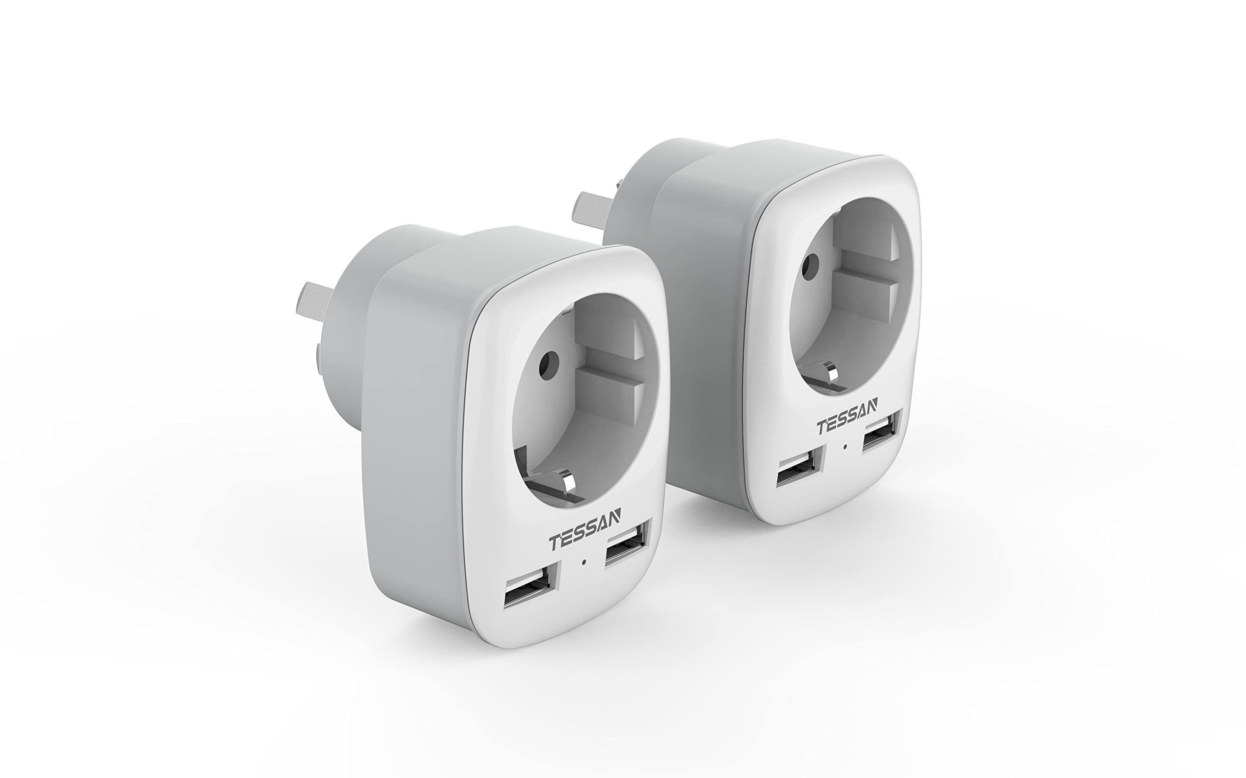 TESSAN Adapter Australien Reisestecker mit 2 USB, Typ I Adapter,2 Pack