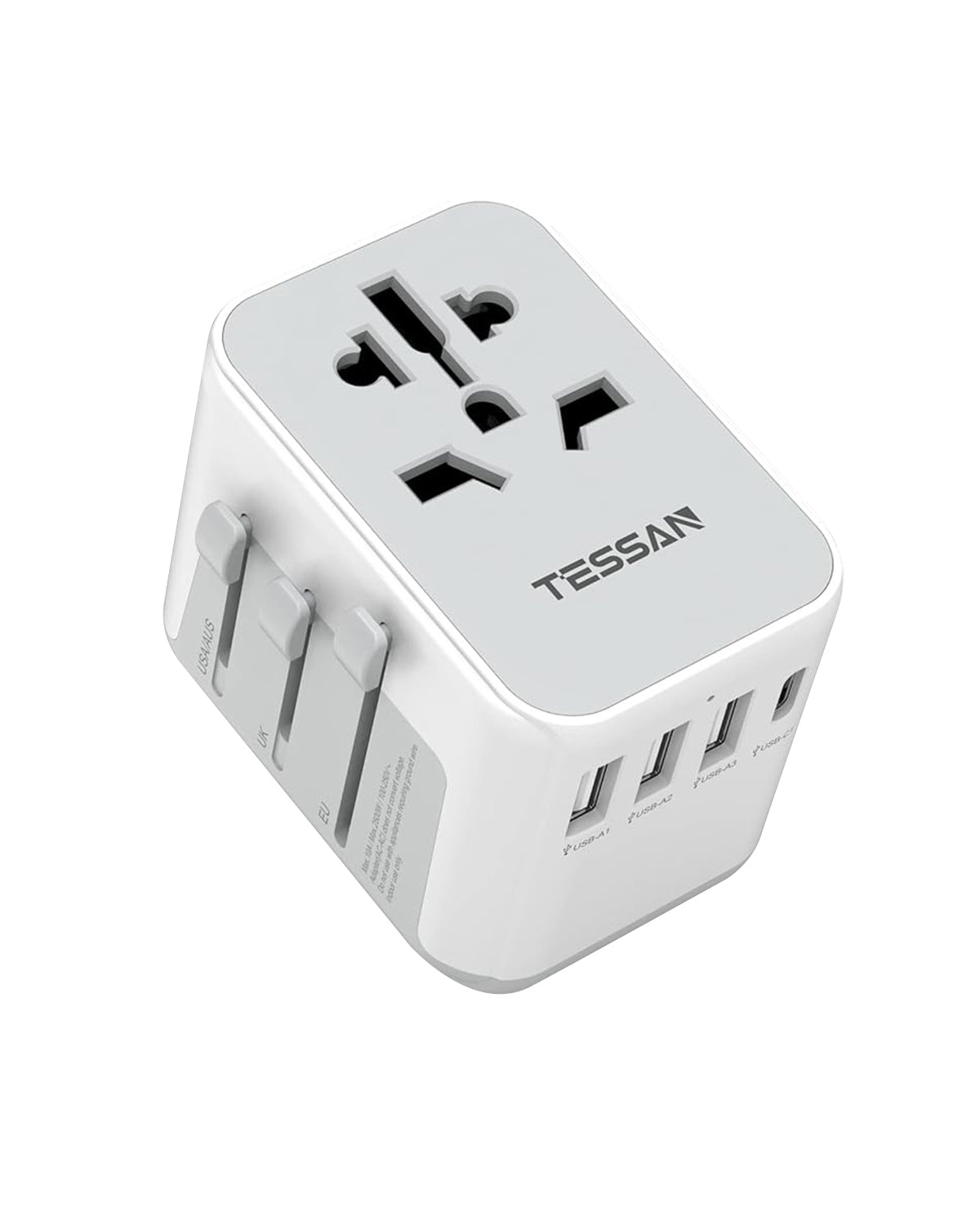 TESSAN Universal Reisestecker mit 3 USB, 1 USB C und 1AC Steckdose