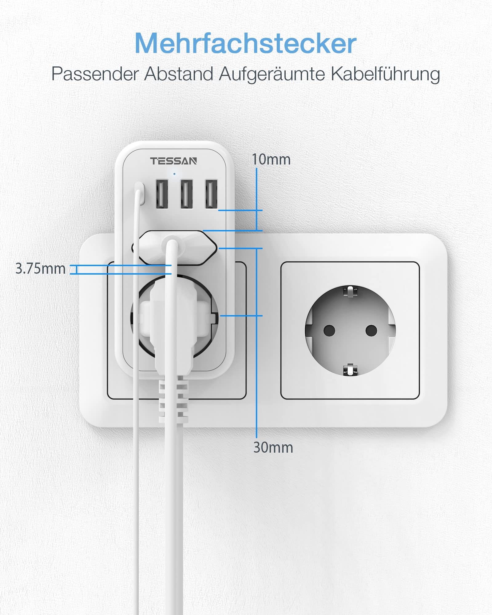 TESSAN Meervoudige Stekker Voor Stopcontact, Meerdere Stopcontacten Met Usb C 15w Snelladen Stopcontactadapter 3600w 6 In 1 Stopcontactverdeler En 2 A Wit 2798614451 TESSAN Meervoudige Stekker Voor Stopcontact, Meerdere Stopcontacten Met Usb C 15w Snelladen Stopcontactadapter 3600w 6 In 1 Stopcontactverdeler En 2 A Wit 2798614451
