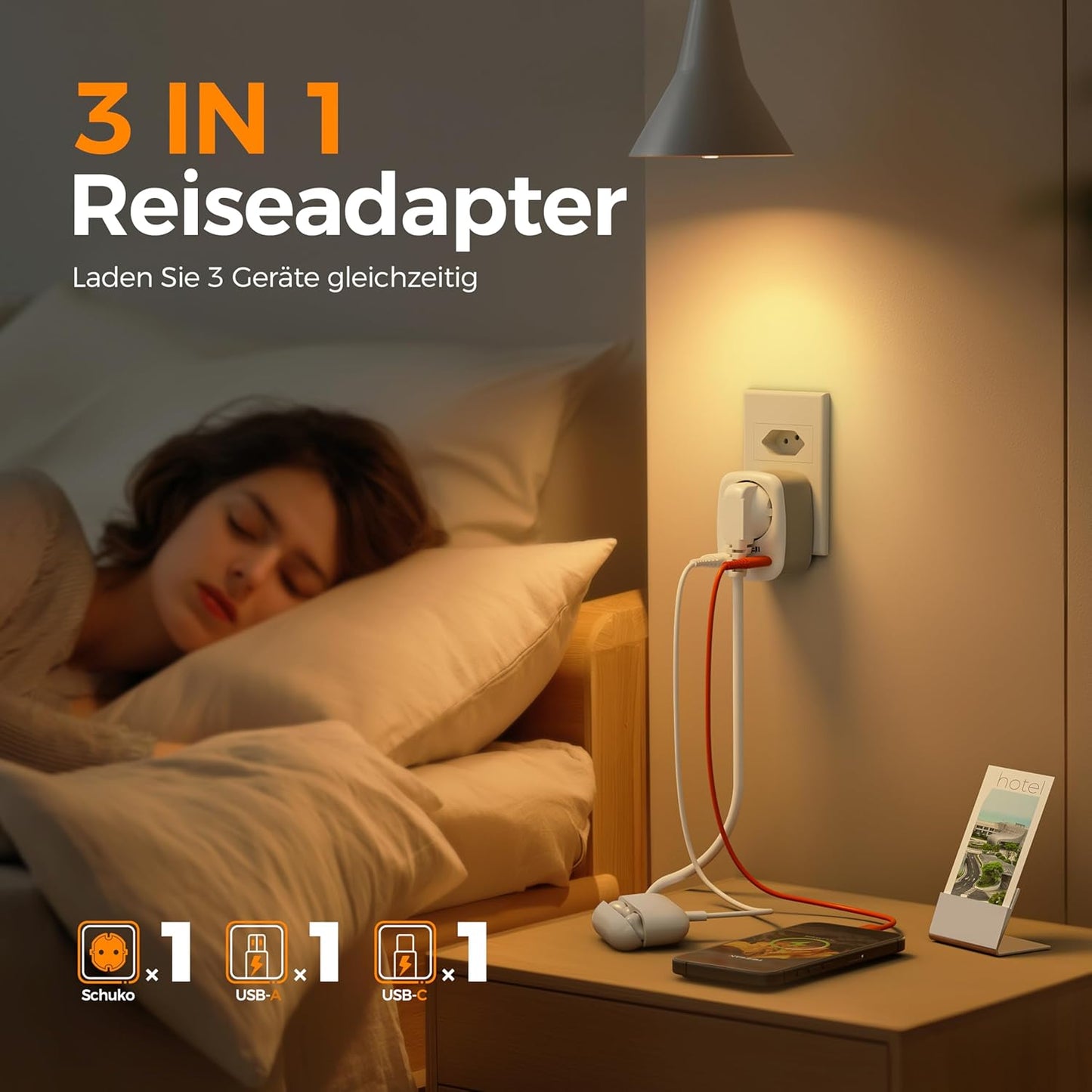 TESSAN 3 in 1 Reiseadapter Brasilien mit USB C
