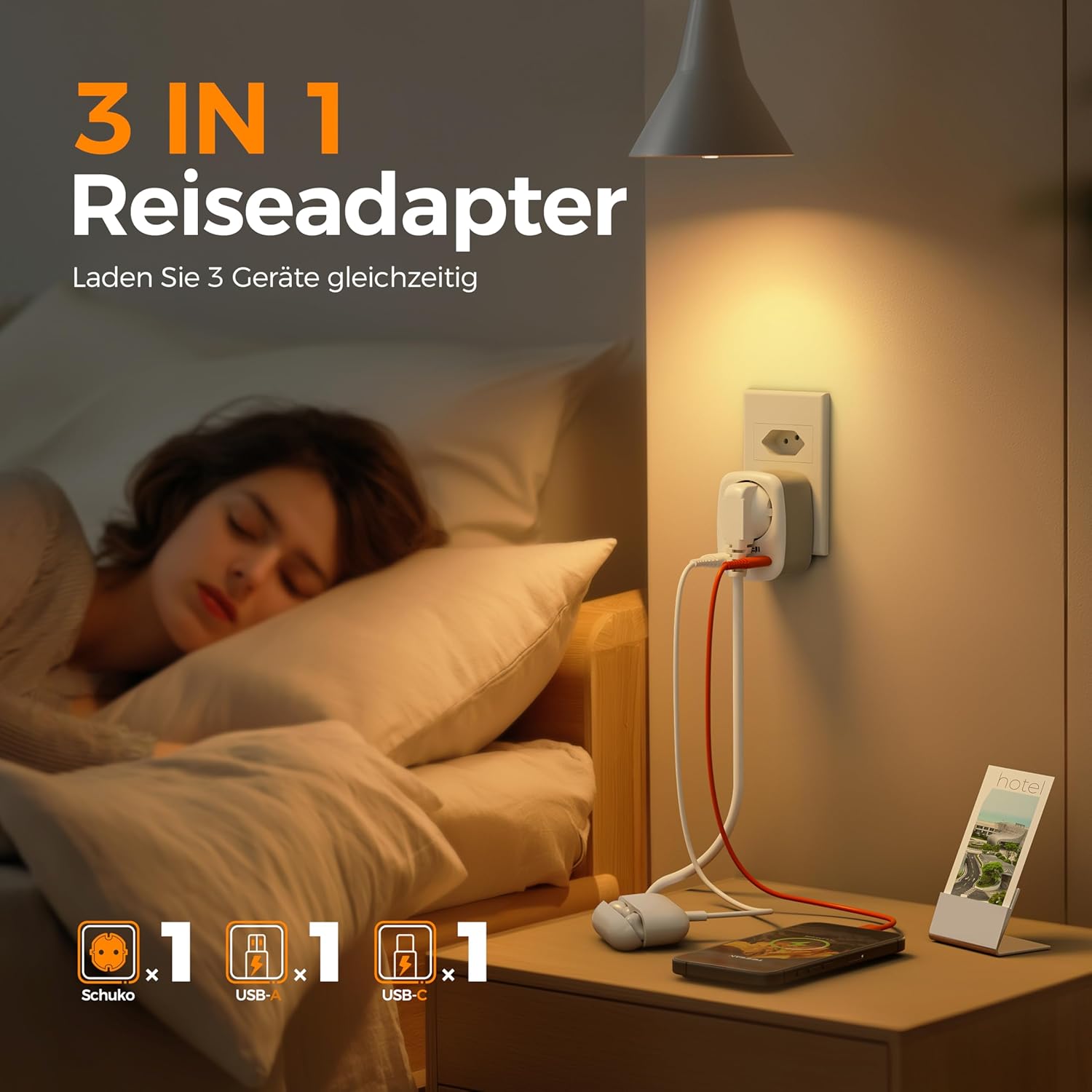 TESSAN 3 in 1 Reiseadapter Brasilien mit USB C