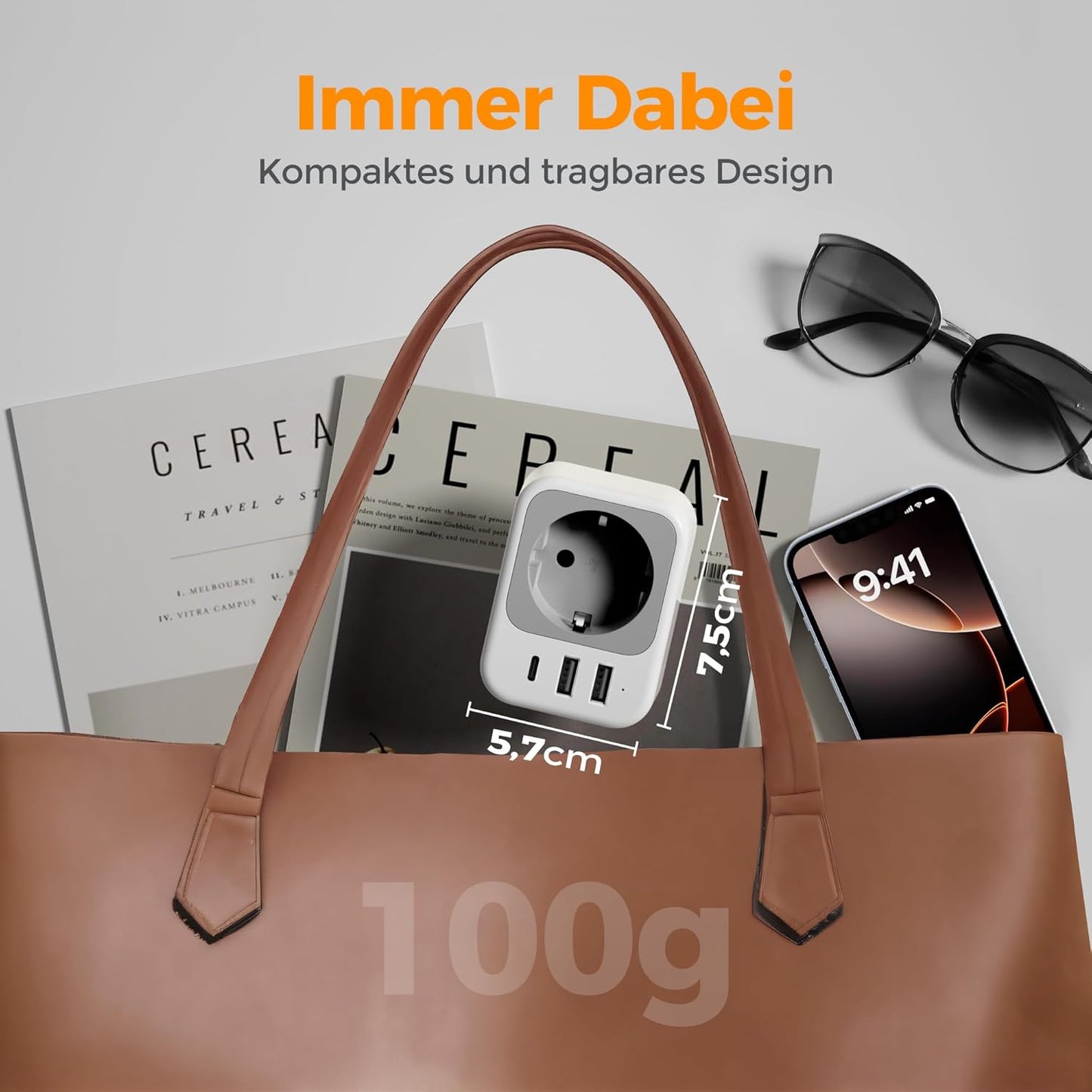 TESSAN Reiseadapter Italien Typ L mit USB-C Schnellladefunktion