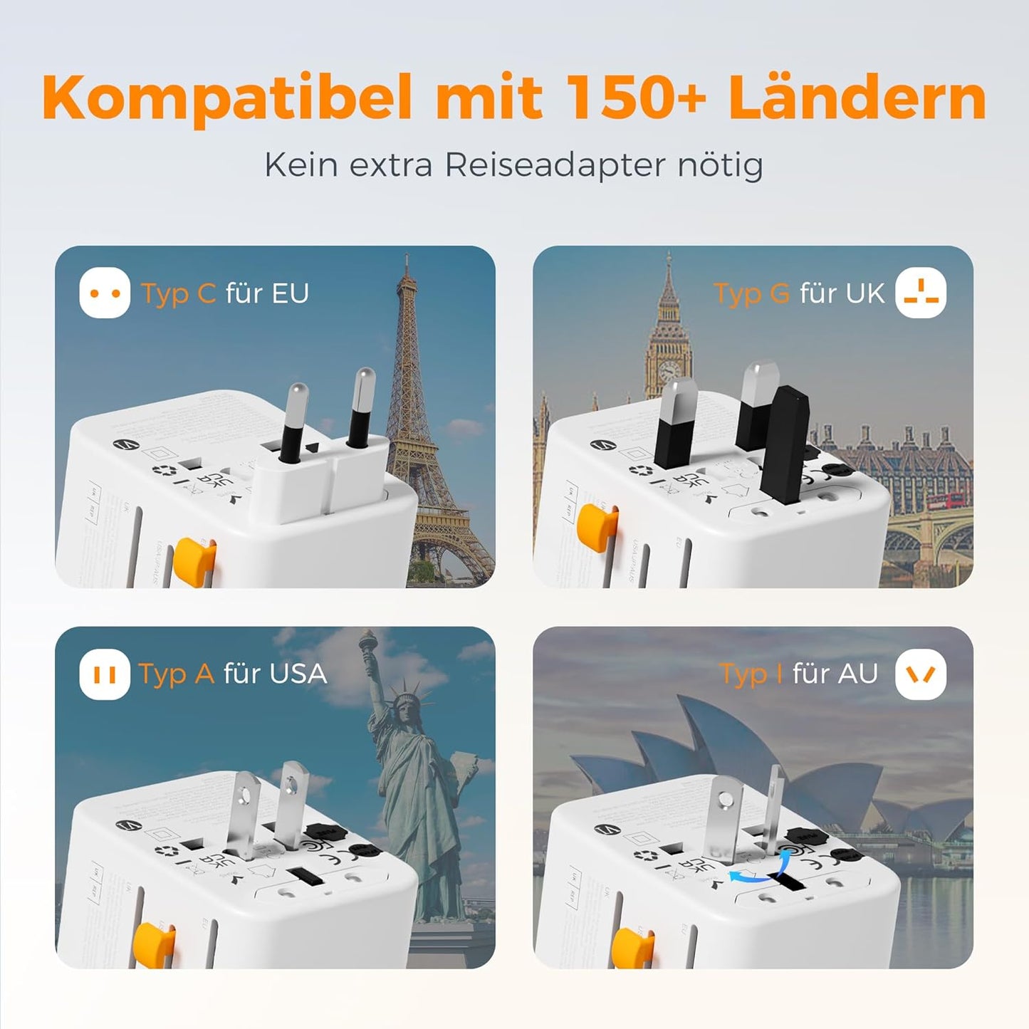 TESSAN Universal Reiseadapter mit 5 USB-Anschlüssen