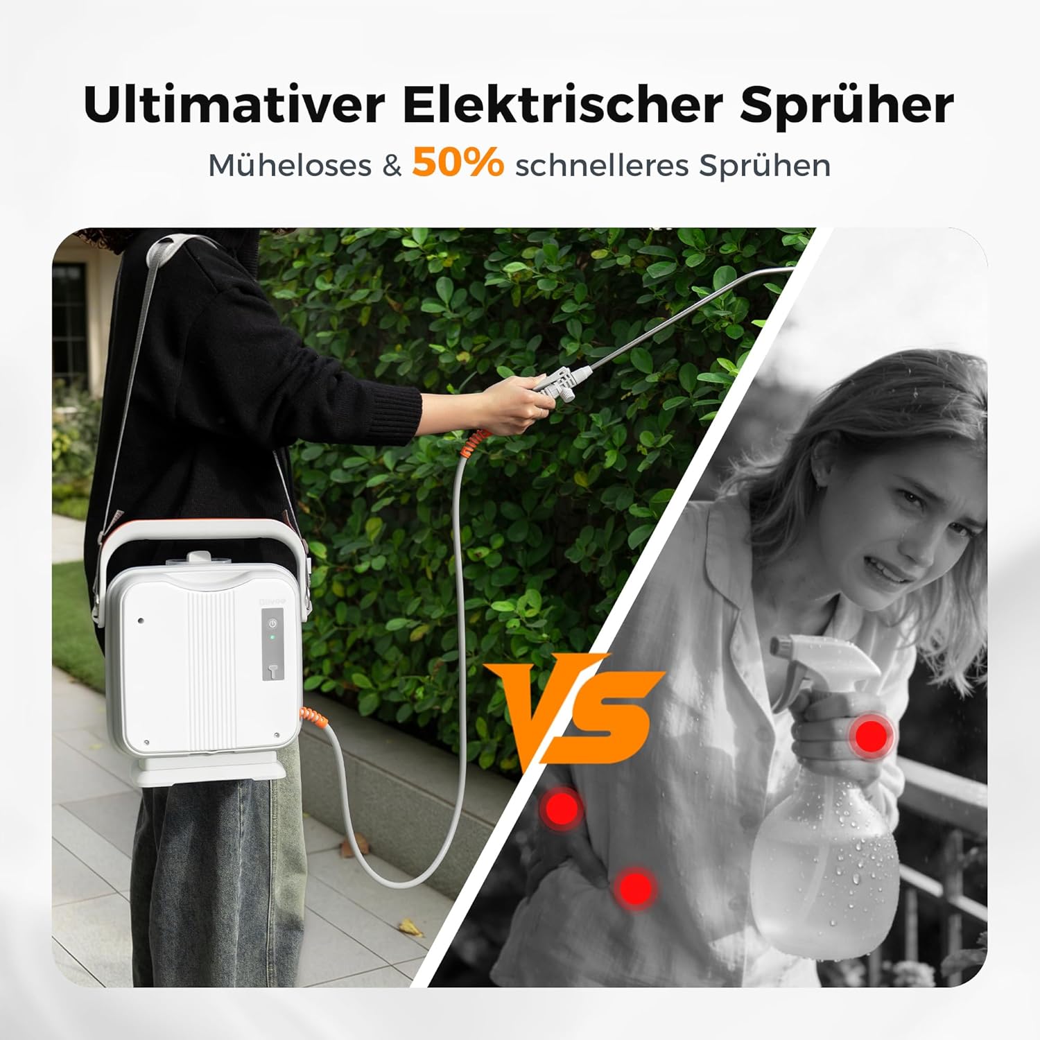 Diivoo Elektrischer Gartensprüher 5L mit Akku & Verstellbarer Düse
