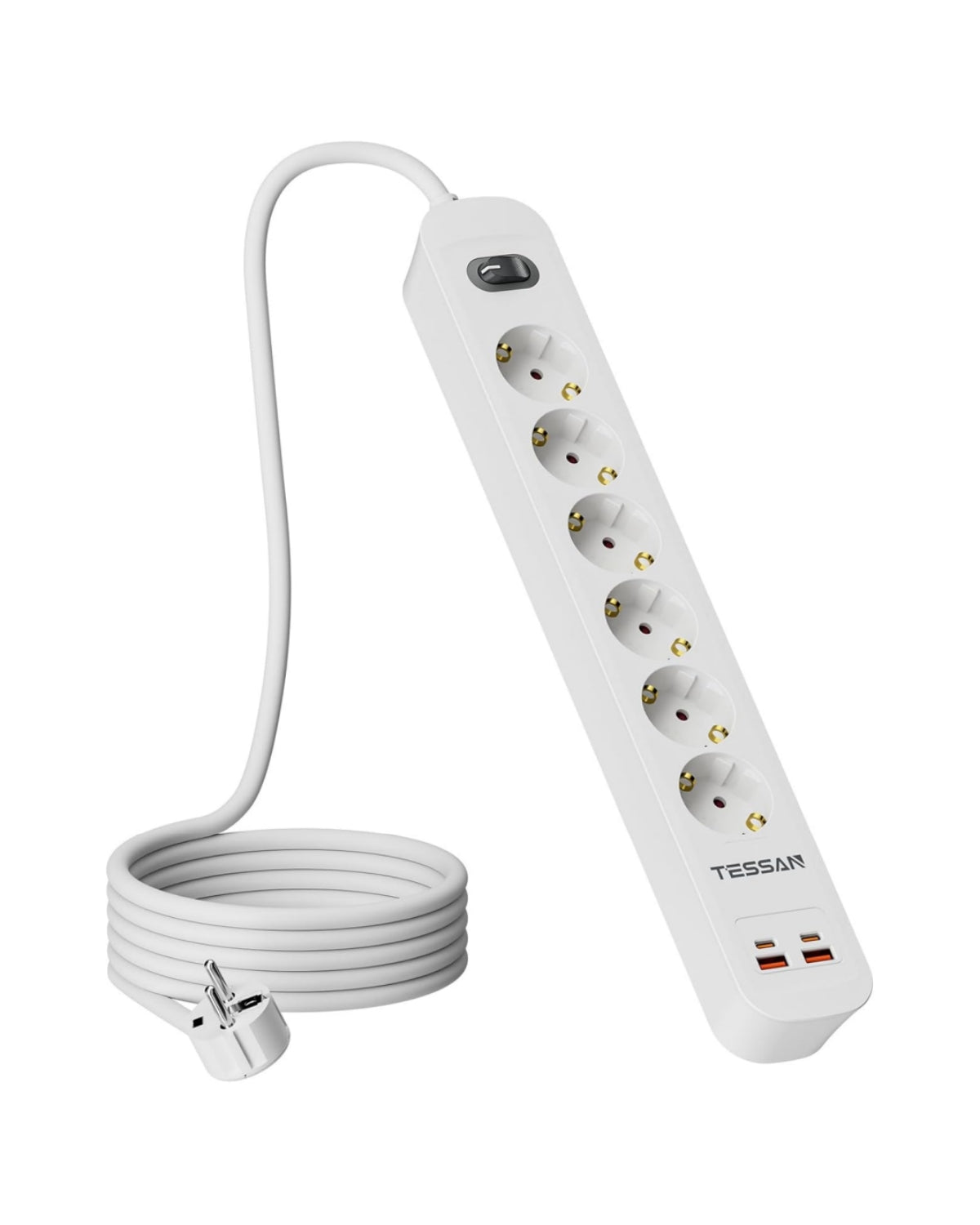 TESSAN Flachstecker Steckdosenleiste mit 20W USB-C