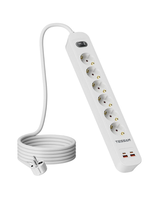 TESSAN Flachstecker Steckdosenleiste mit 20W USB-C