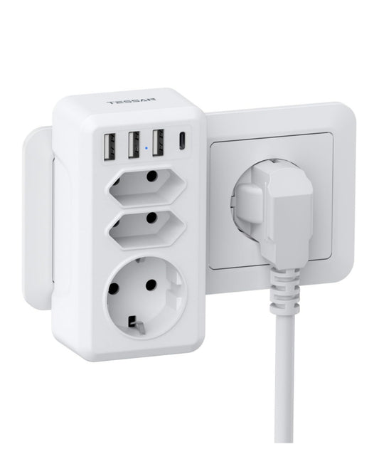 TESSAN Doppelsteckdose 4000W mit 4 USB und Schalter-Option