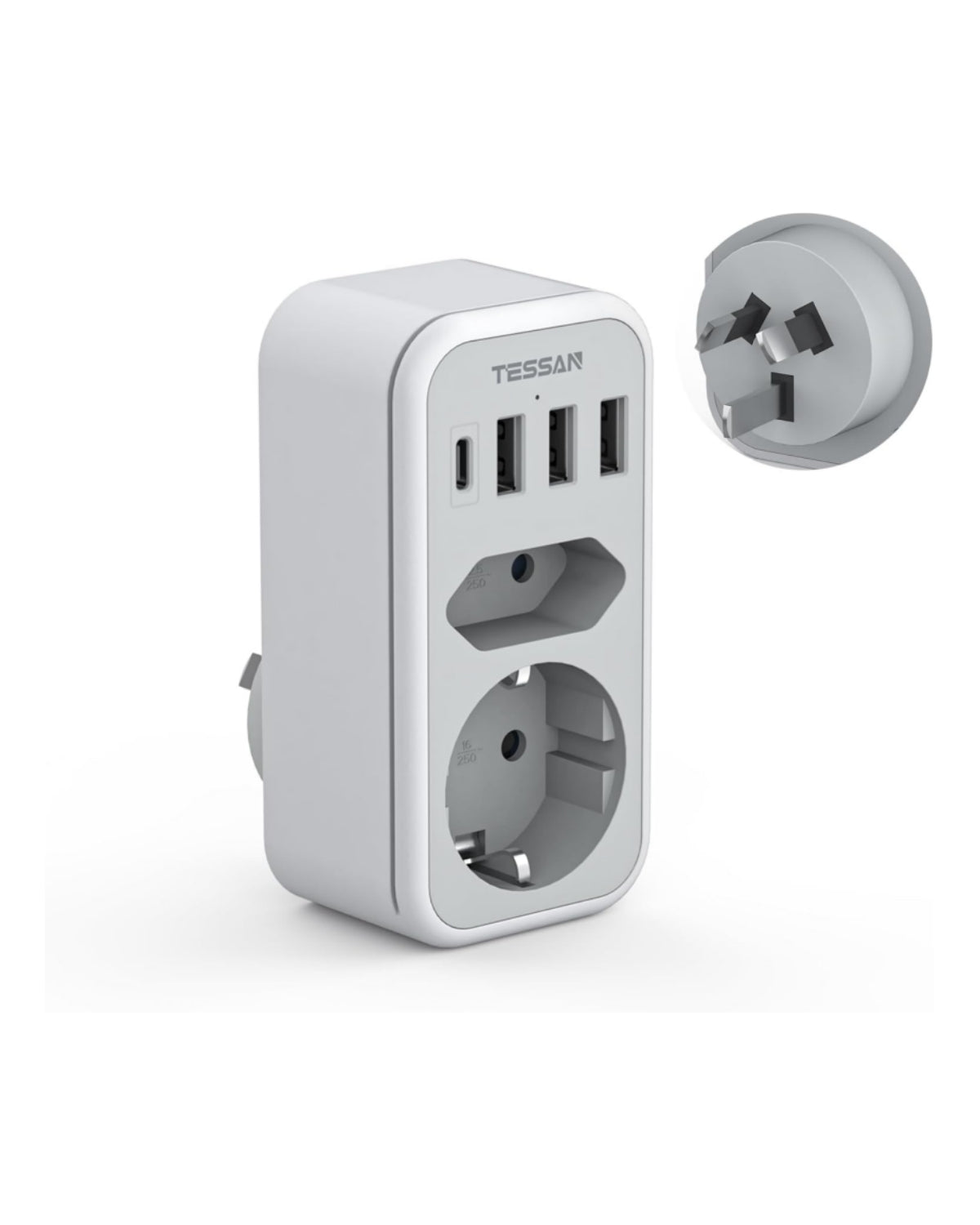 TESSAN 6-in-1 Reiseadapter Australien Typ I mit USB-C