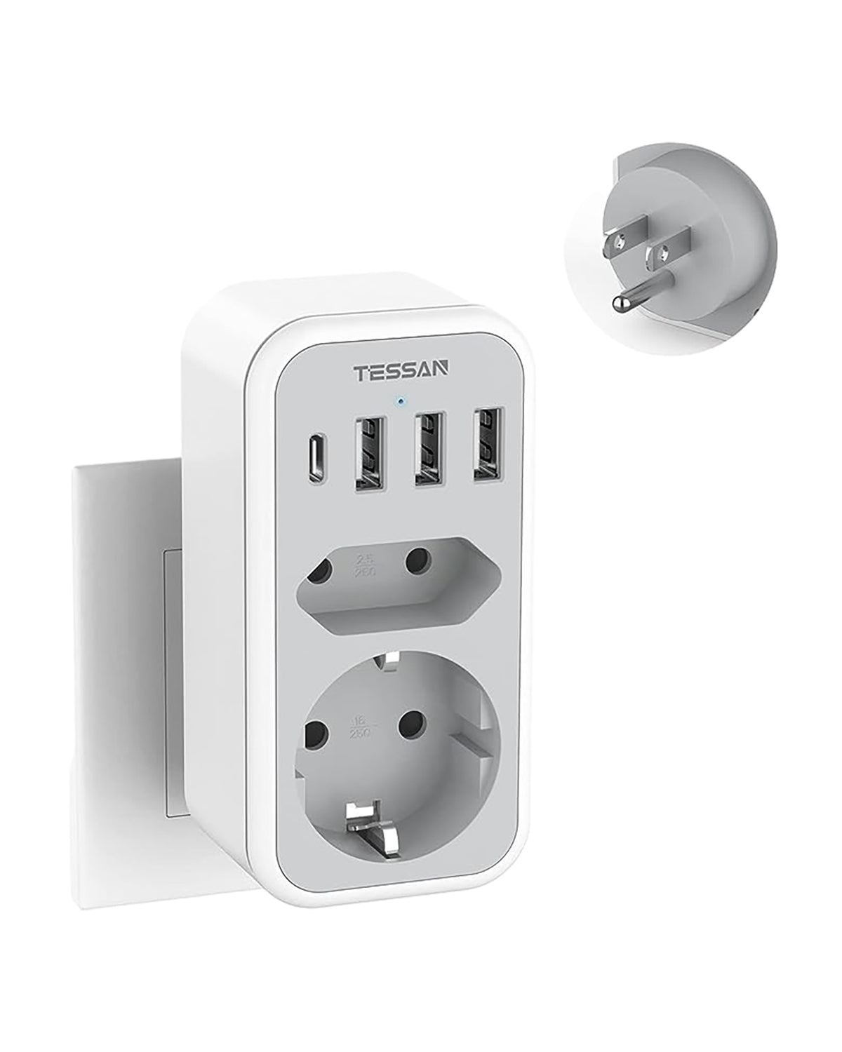 TESSAN Reiseadapter USA,Reisestecker Typ B,mit 3 USB und 1 USB C