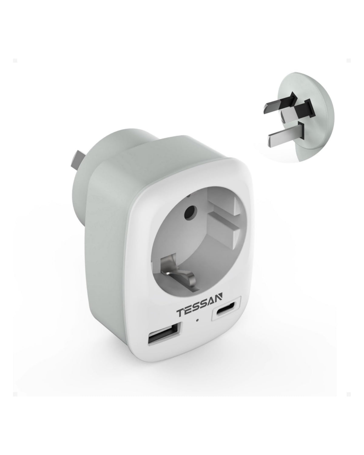 TESSAN 3-in-1 Reiseadapter Australien Typ I mit USB-C