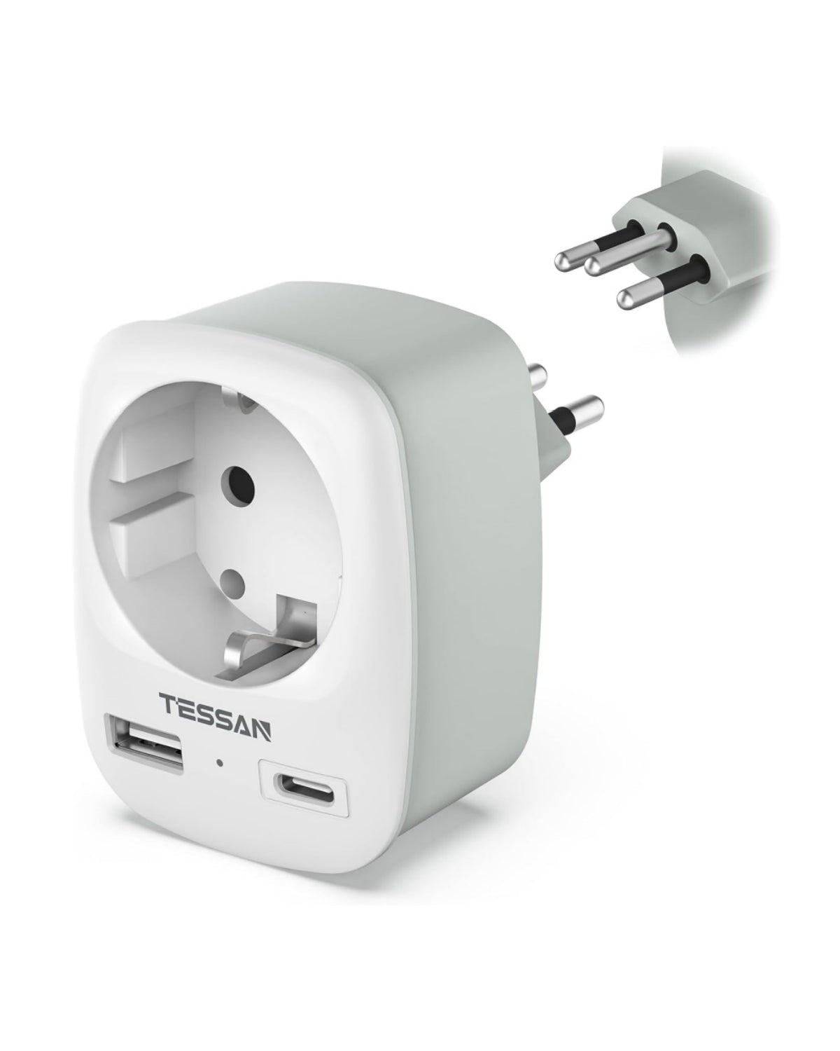 TESSAN 3 in 1 Reiseadapter Brasilien mit USB C