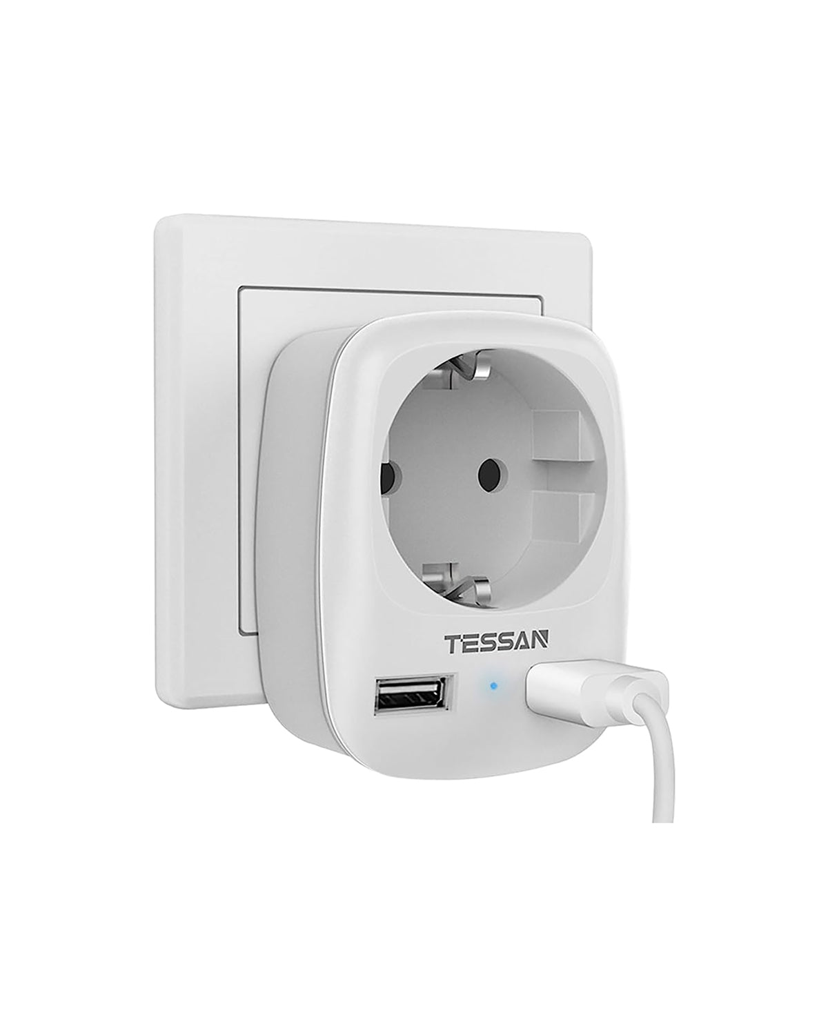 TESSAN USB Steckdose, Steckdose 4000W mit 2 USB Anschluss 2.4A