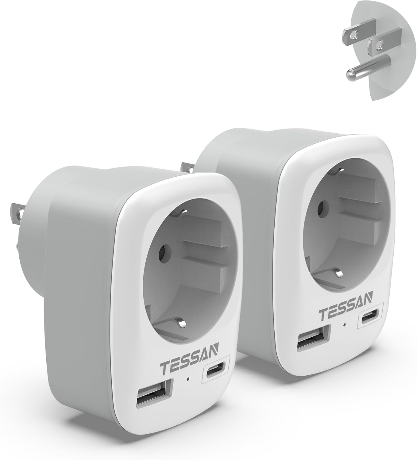 TESSAN USA Reiseadapter 3-in-1 mit USB-C