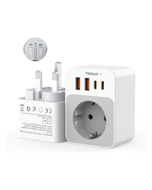 TESSAN Reiseadapter England Typ G mit USB-C