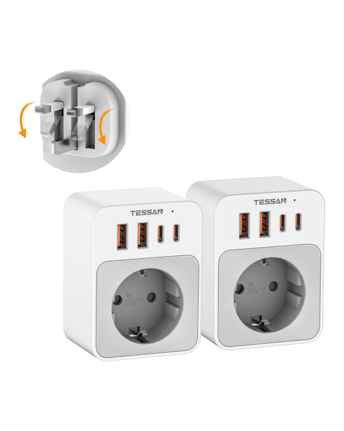 TESSAN Reiseadapter England Typ G mit USB-C